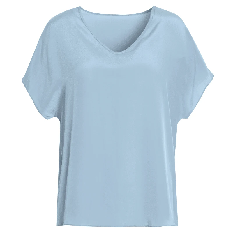 Женская белая футболка с короткими рукавами из натурального шелка и хлопка Топ