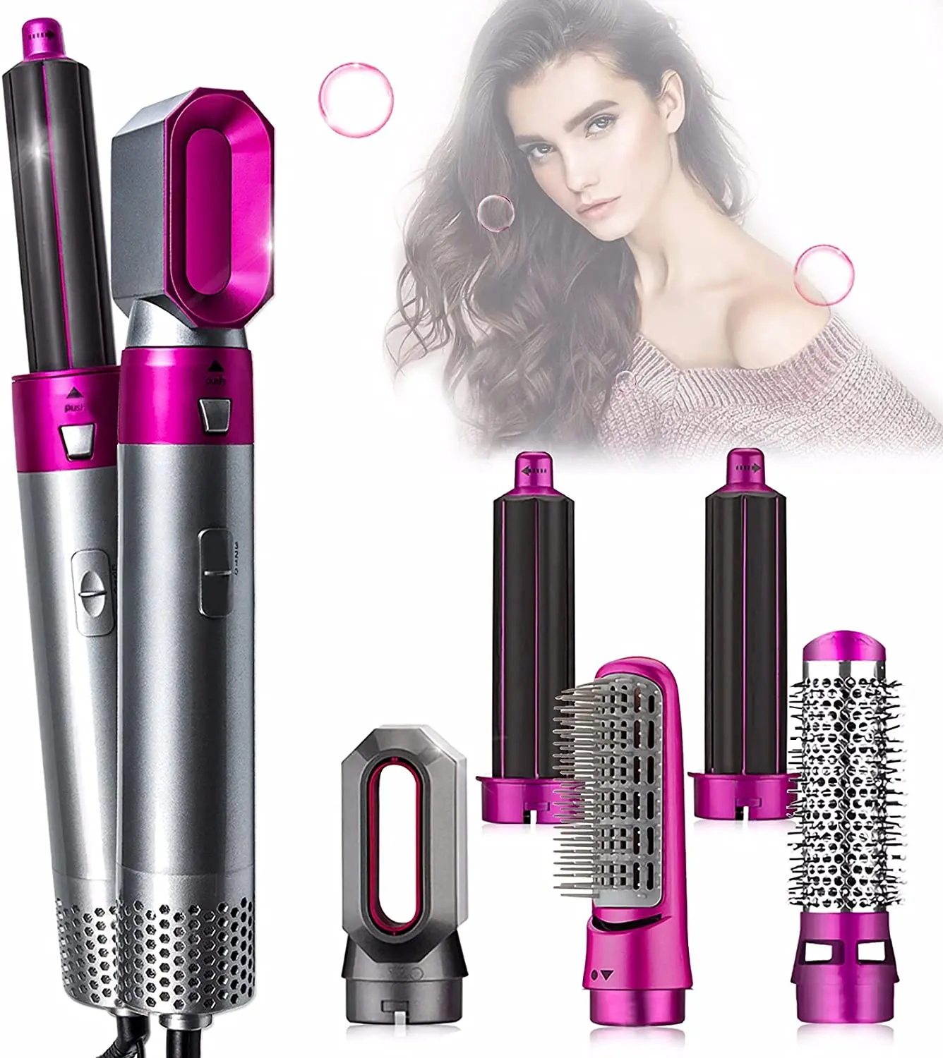 

One Step Hair Dryer Brush,5 in 1 Hot Air Brush Blow Dryer with Negative Ionic Hot Hair Brush for Straightening,Curling and Dryin