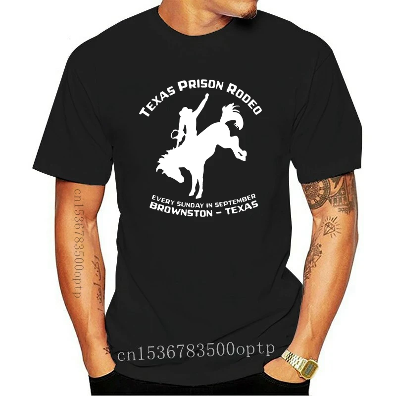

New 2021 TEXAS PRISON RODEO Pro Vintage Gear Cowboy T-Shirt SS Houston PBR Black