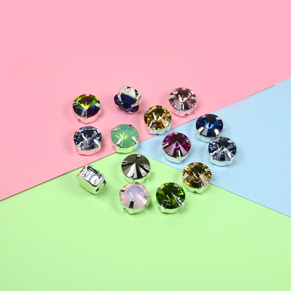 30 шт. микс цветов круглые стразы Rivoli s strass с плоской задней частью серебристые
