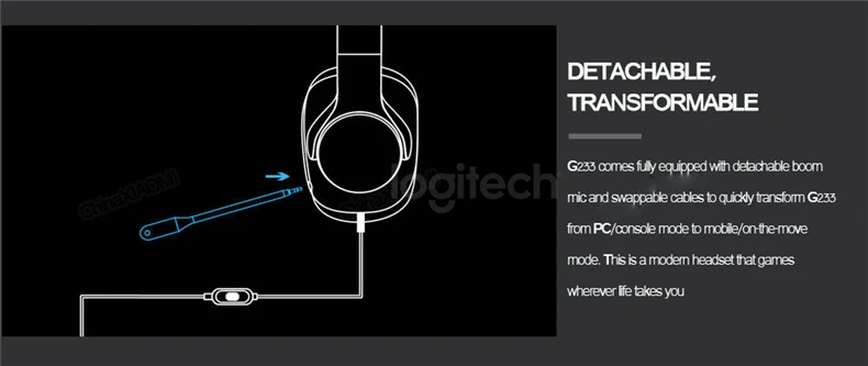 Оригинальные Игровые наушники logitech G233 Conpatible с ПК/PS4/смартфонами и накладками гарнитура с проводным управлением для всех геймеров Microph