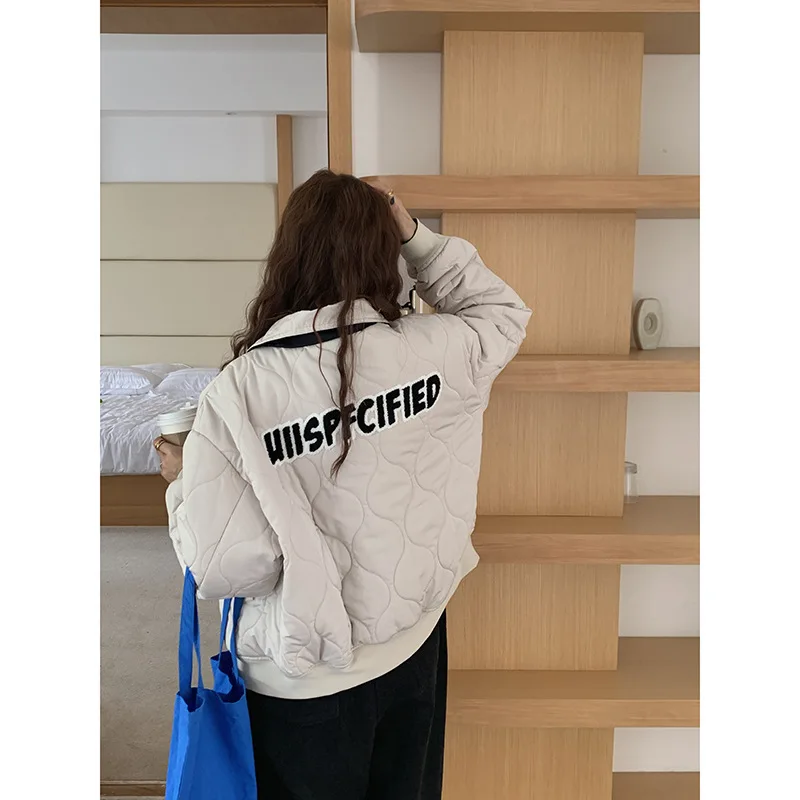 

Ladies letter embroidered double-sided jacket women 2021 winter Korean loose casual street fried jacket cotton jacket