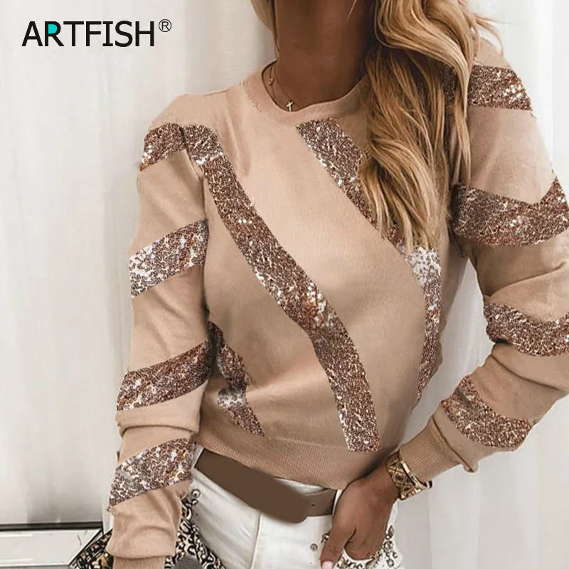 Пуловер в стиле Харадзюку женские элегантные толстовки с блестками свитшот
