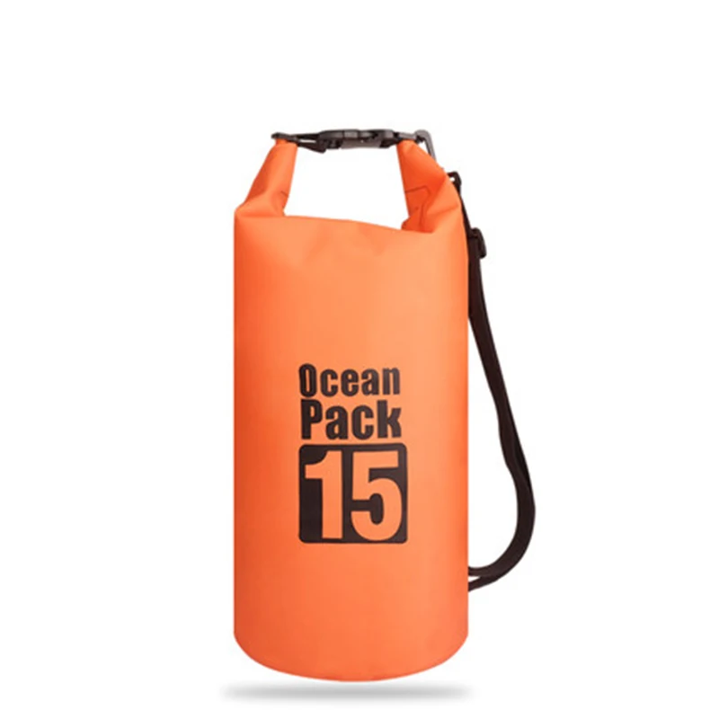 15L Orange 5L/10L/15L/20L/30L открытый плавательный водонепроницаемый мешок пакет ПВХ брезент Кемпинг рафтинг хранения сухой мешок с регулируемым ремешком крюк - Цвет: 15L Orange