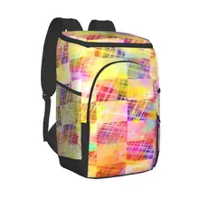 Refrigerator Bag Abstract Art Watercolor Soft Large Insulated Cooler Backpack Thermal Fridge Travel Beach Beer Bag