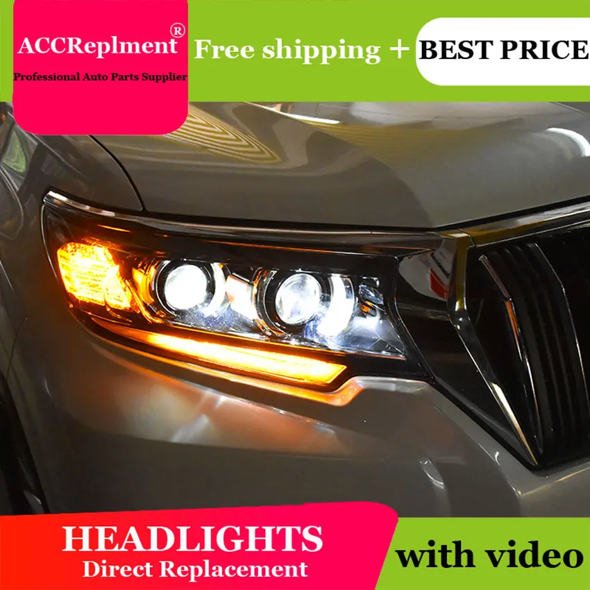 Автомобильный Стайлинг для Toyota Prado светодиодный фары 2018-2019 объектив двойной луч H7