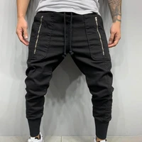 men trousers pure color fashionable drawstring fashion mens pants long cargo trousers for sports