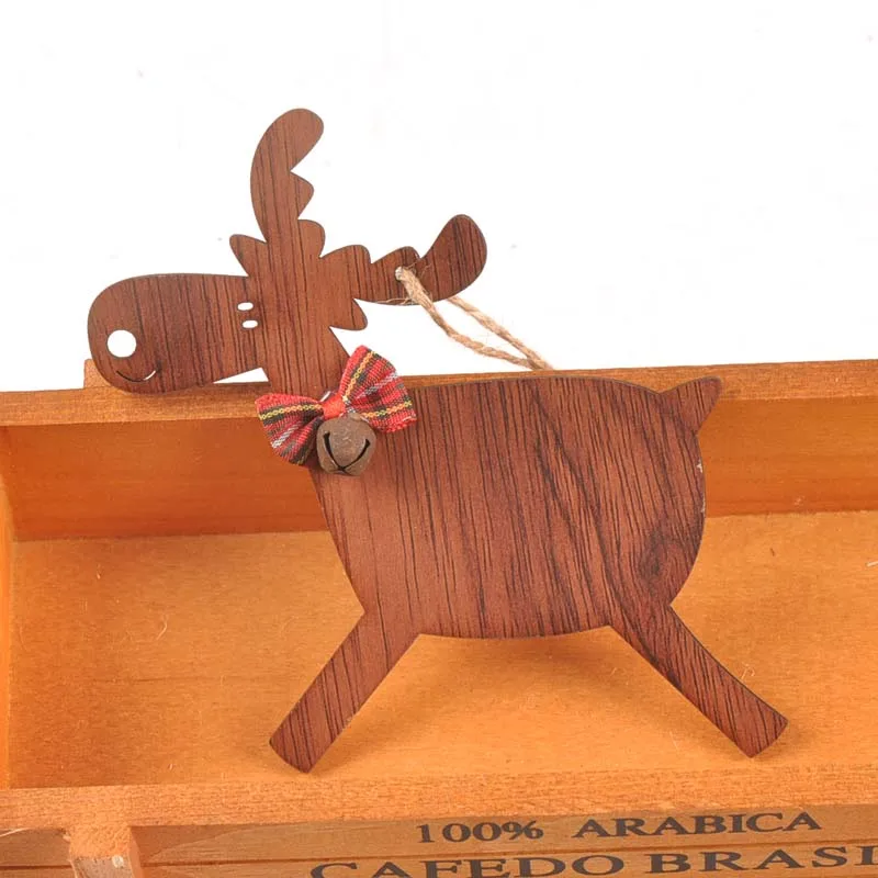 Милые деревянные рождественские украшения с оленями подвесные Подвески для елки