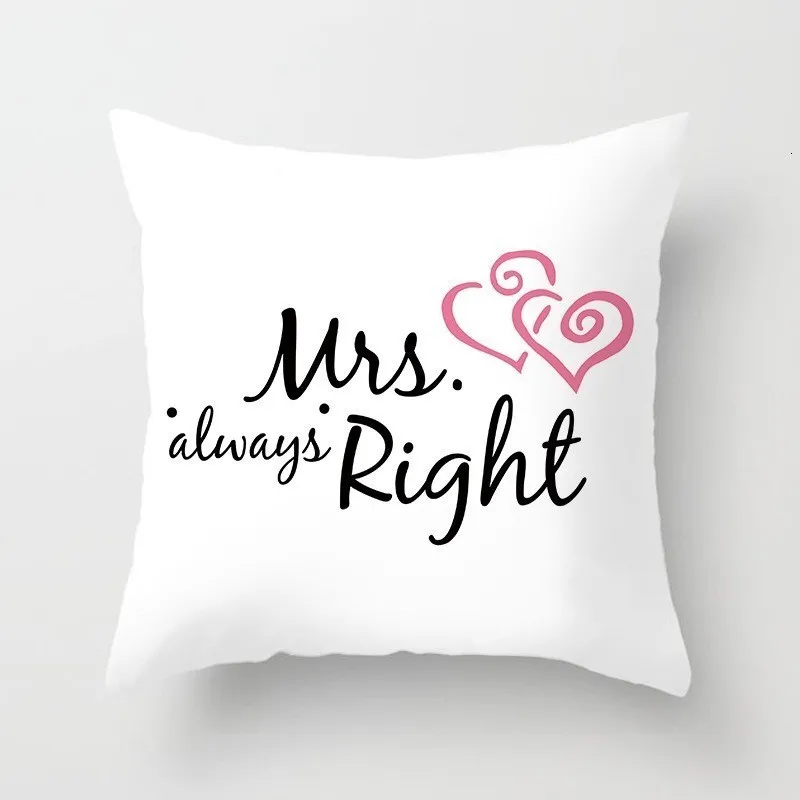 

Love Mr Mrs Heart Couples Cushion Cover Polyester Square Pillowcases Wedding Decoration Home Decor Pillow Cover 45*45cm 40824