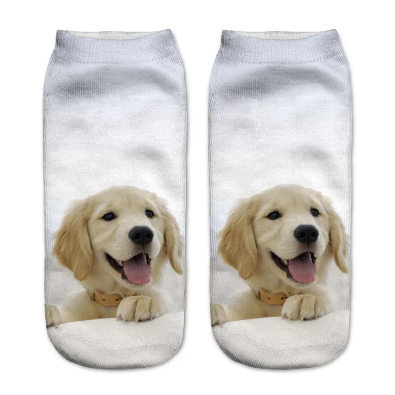 KLV/унисекс летние 3D с принтом хлопковые носки с милой собачкой печатных Повседневное Стиль 19 см Низкий ножные браслеты Носки Для женщин Calcetines Chaussettes