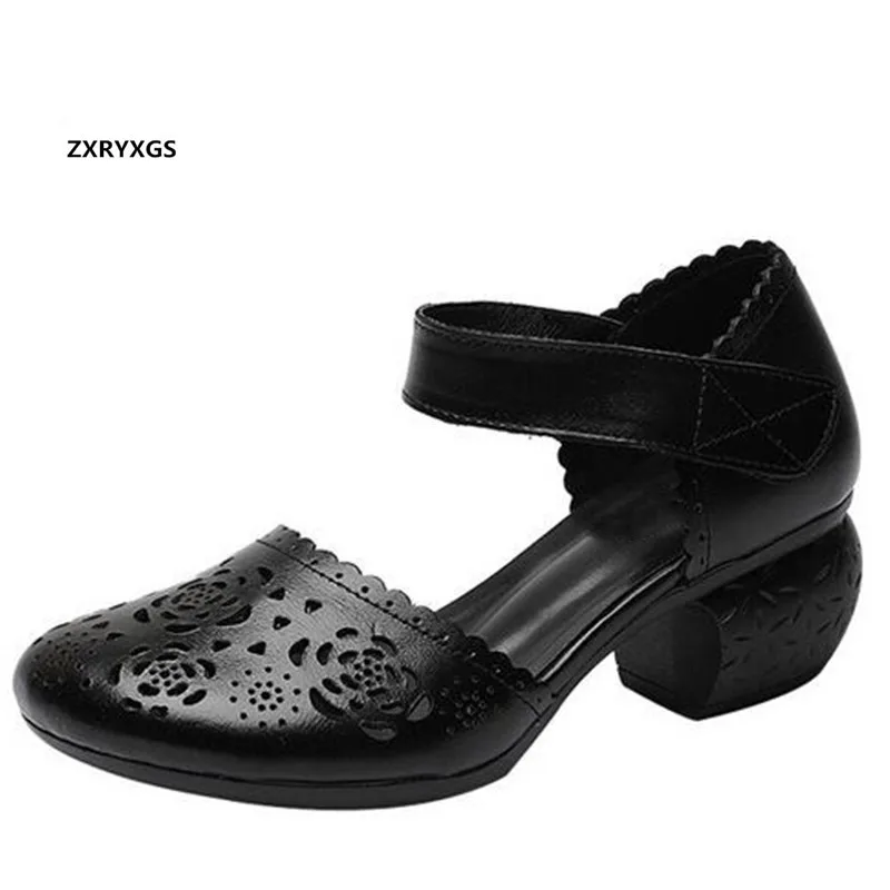 

Акция; Дышащие босоножки из воловьей кожи с круглым носком; Модные женские босоножки; Новинка 2020 года; Летние женские босоножки на толстом к...