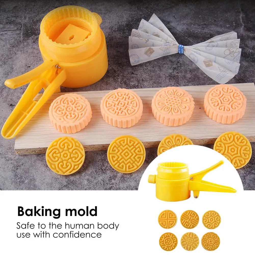 

DIY Moon Cake Mold With 4/6 Stamps 3D Round Flower Decoration Tools, Mooncake Cookie Mold Set For Home Baking