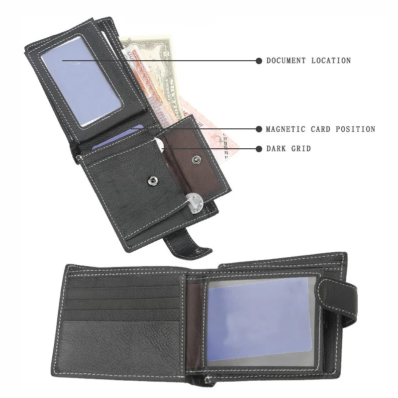 KUDIAN BEAR кожаные мужские кошельки с карманом для монет короткий черный кредитный