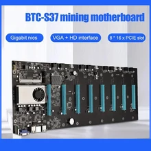 BTC-S37 Motherboard Miner Motherboard DDR3 8XPCIE 16X Gigabit Network RJ45 Port for Miner Bitcoin Mining BTC Motherboard