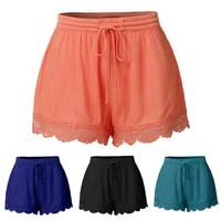 female loose women wide leg loose shorts leisure shorts drawstring for home