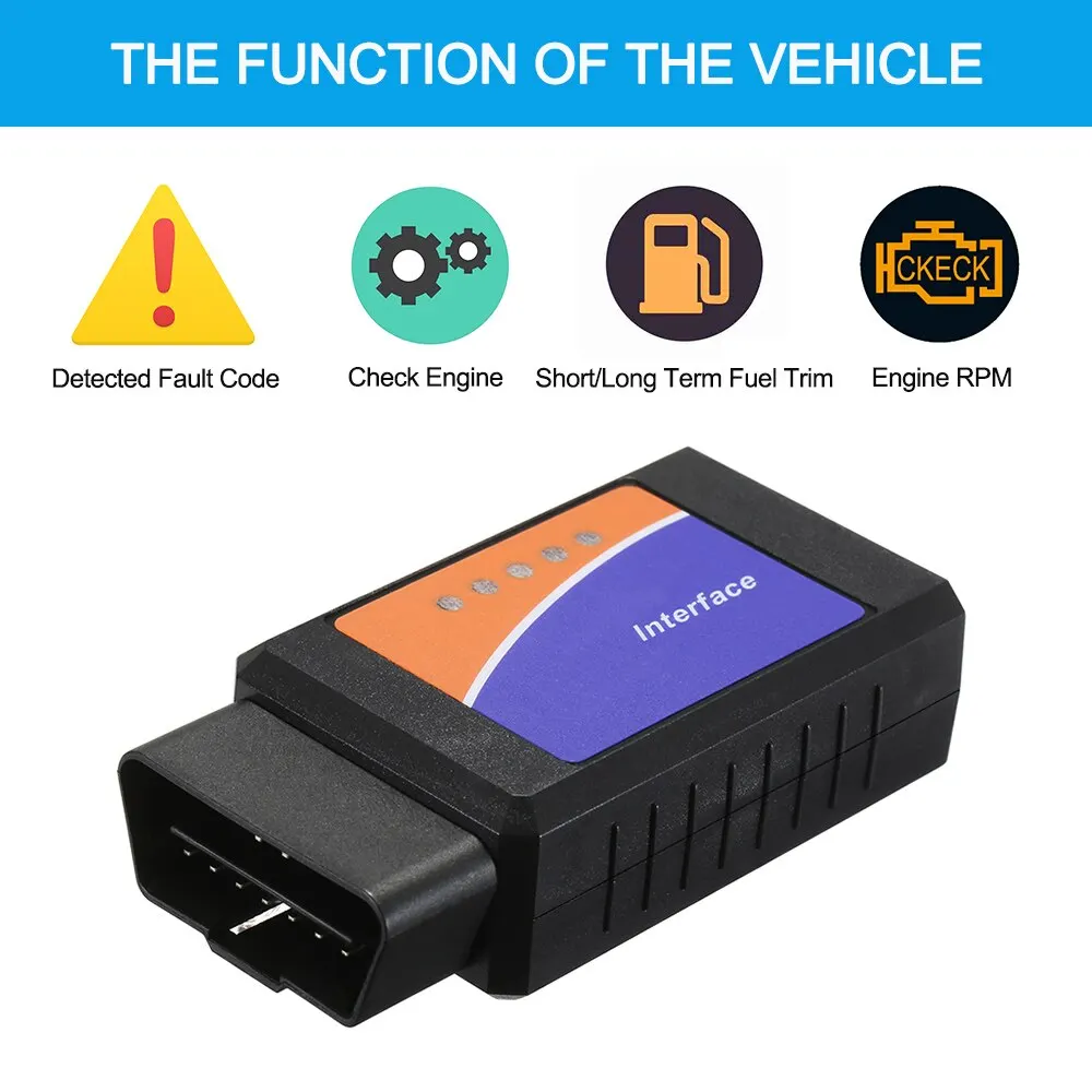 

New Black OBD OBD 2 Scanner Tool Detector with BT Connection for IOS Android Windows Service