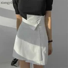 Женская мини-юбка с высокой талией, белая короткая Асимметричная юбка для работы в офисе, лето 2020