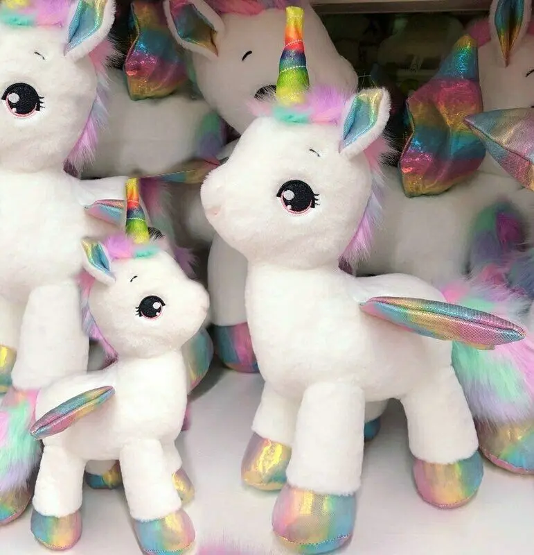 60 см Единорог плюшевая игрушка фантастические радужные Светящиеся Крылья мягкие