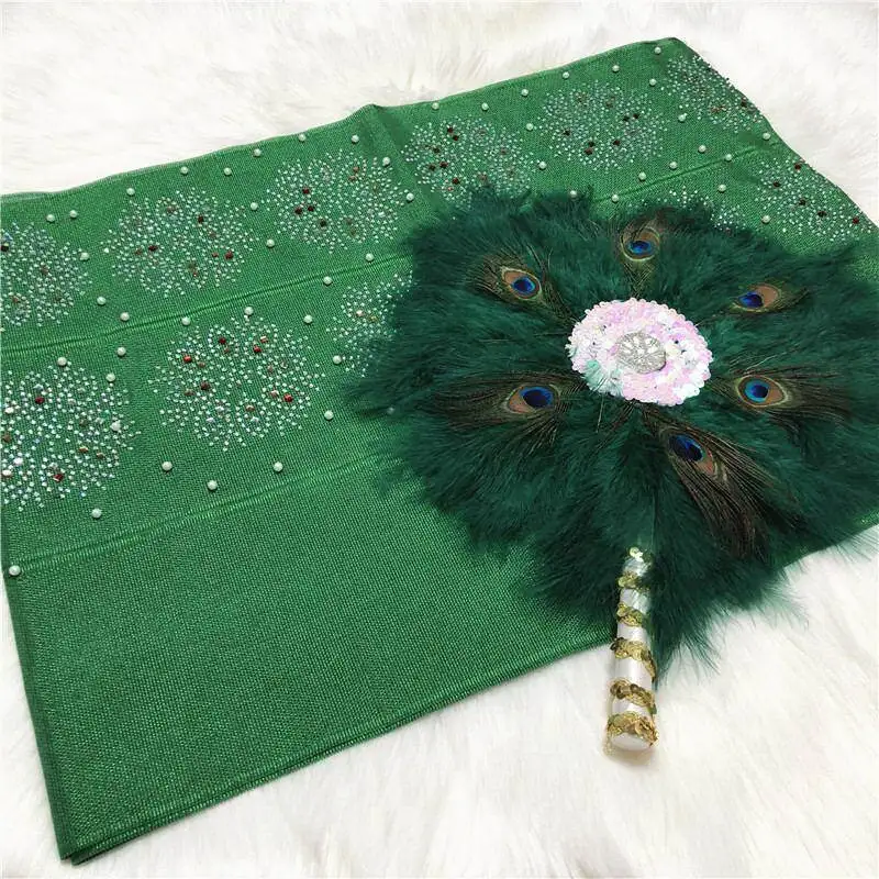 Фанат с камнями ASO OKE фанат для женской свадебвечерние в нигерийском стиле новый