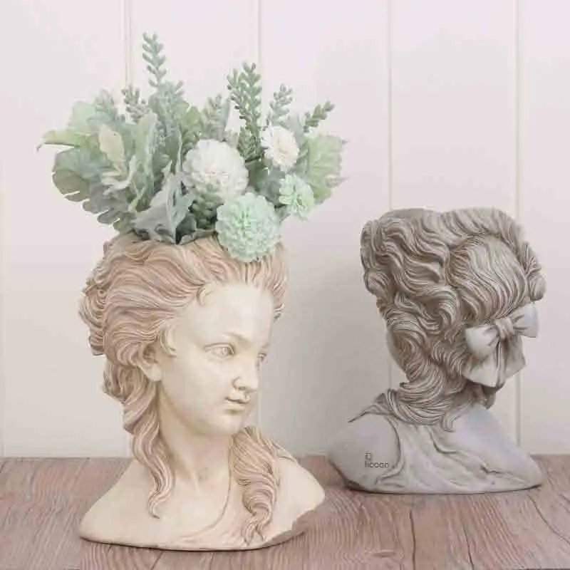 

Succulent Plant Flower Pot The Head of Elegant Greek Goddess Bonsai Hand Crafts Resin Vase Nordic Style Home Wedding Decoration