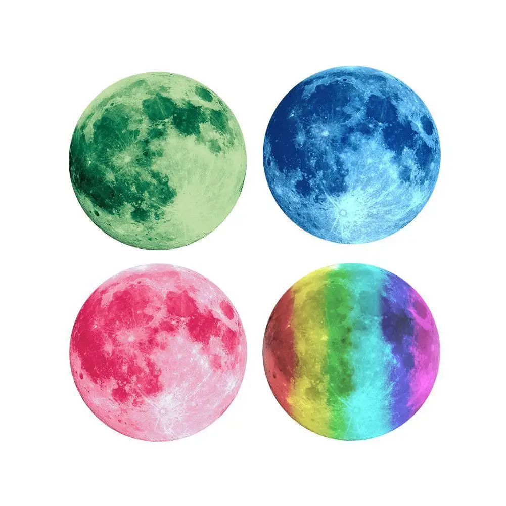 

Hot Sale Aesthetic 3D Luminous Glow In The Dark Moon Wall Sticker Removable Decoration Fluorescent Sticker Home Room