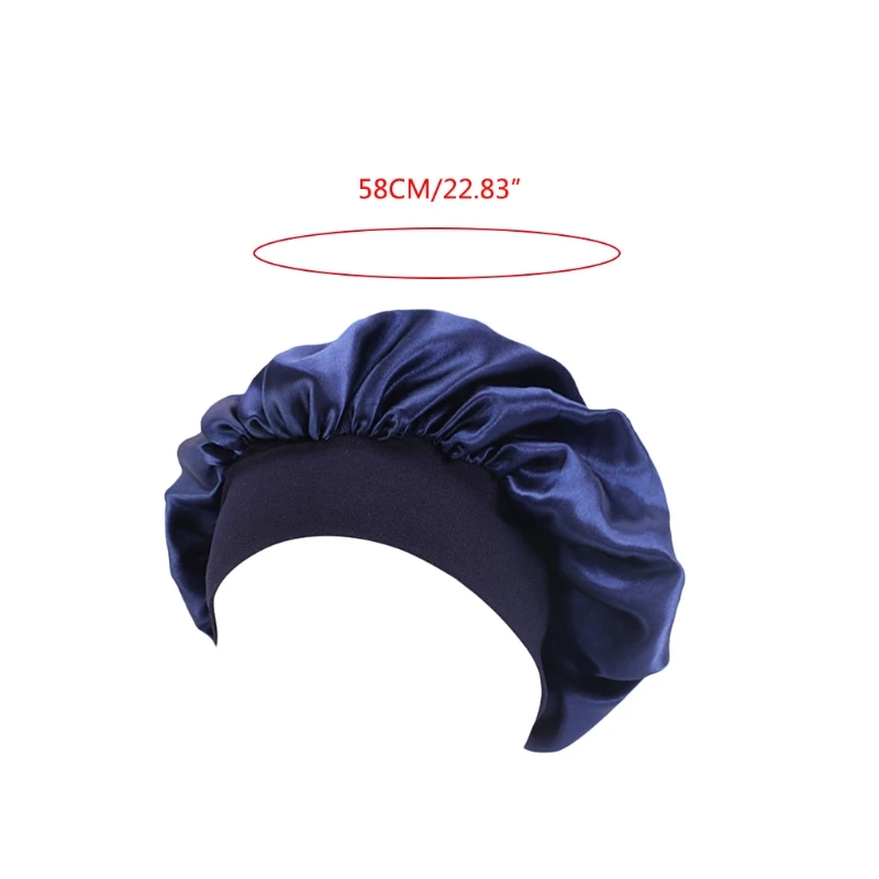 

Womens Satin Silky Bonnet Sleep Cap Soft Elastic Wide Band Salon Head Hair Cover Solid Color Chemo Night Sleeping Hat