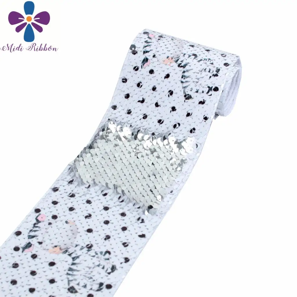 Лента для волос панда двухсторонняя серебристая лента с пайетками 3 дюйма 75 мм в