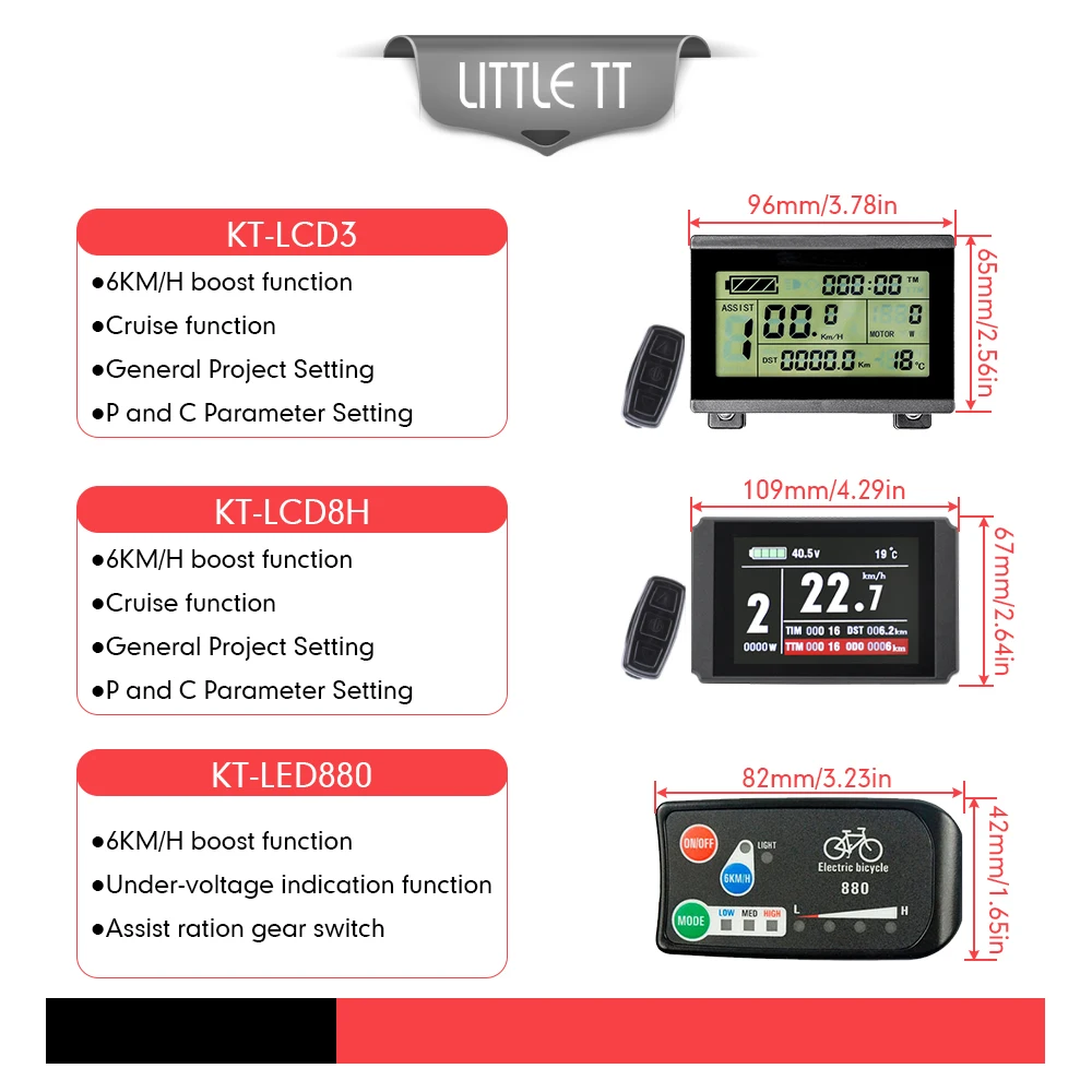 KT Ebike Display LCD3 LCD8H LED880 Kuteng 24V/36V/48V/72V Electric Bicycle Bike Display for Electric Bike Kit  Accessories
