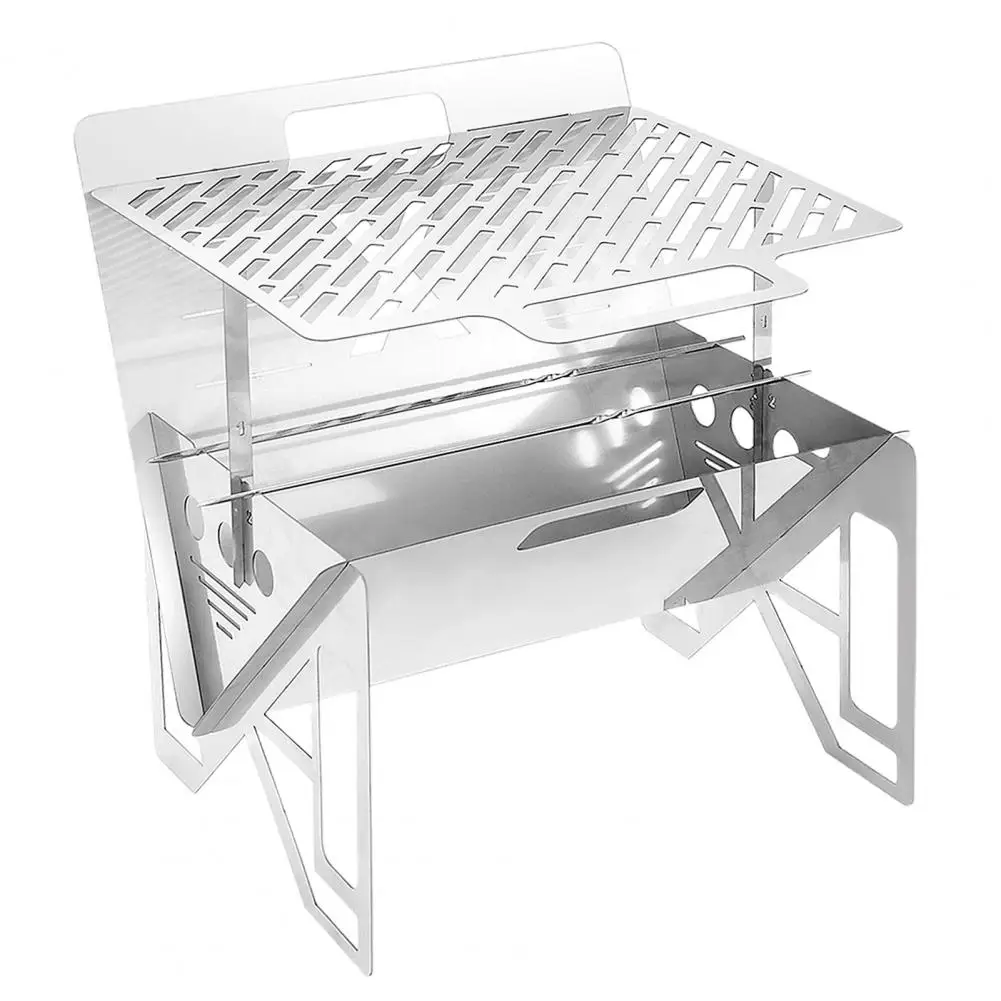 

Eco-Friendly 1 Set Premium Backpacking Grill Stove Stainless Steel Barbecue Stove Collapsible BBQ Accessories