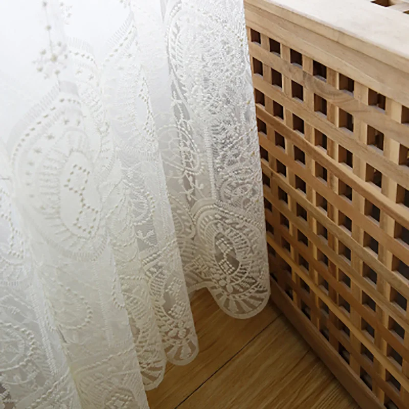 Белые европейские занавески с вышивкой маленькие свежие на балкон занавеска для