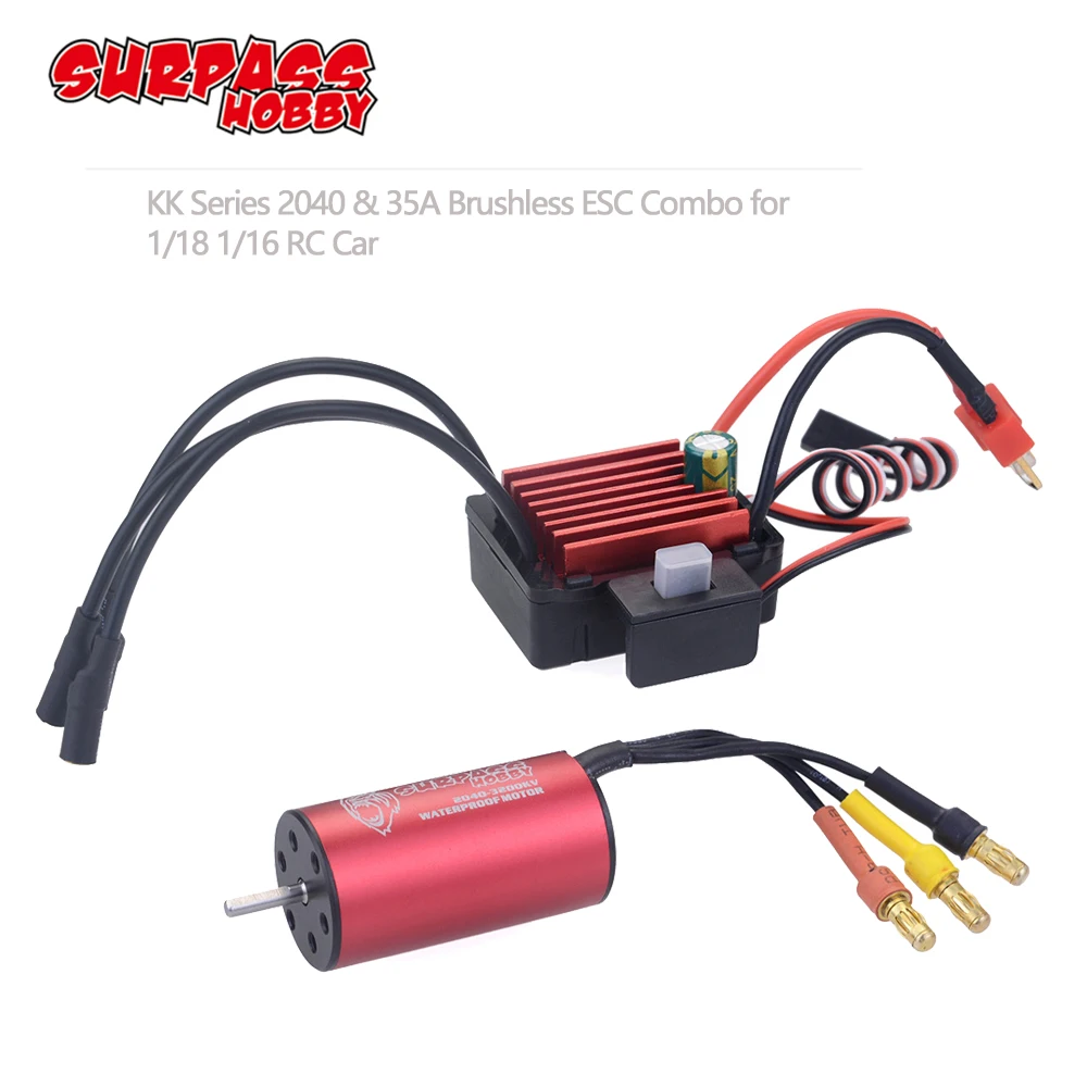 SURPASSHOBBY KK комбо 2040 2280KV 3200KV 3900KV 4480KV бесщеточный двигатель w/35A ESC для Traxxas HSP Tamiya осевой 1/16 1/18 RC автомобиль