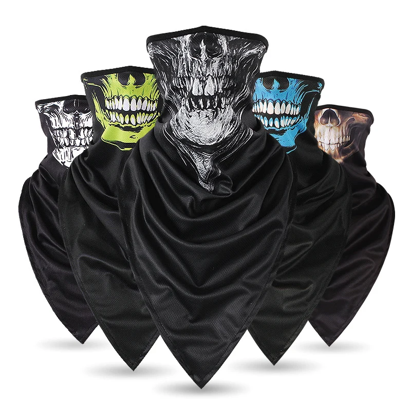Tube Camo Headband Military Balaclava Bandana Triangle Face Mask skeleton print Windproof Soft Thin Wrap Scarf Neck Gaiter Men | Спорт и