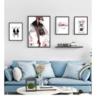 Женские картины для гостиной, Современное украшение, модное настенное искусство, постер с духами и губами, Картина на холсте на высоких каблуках