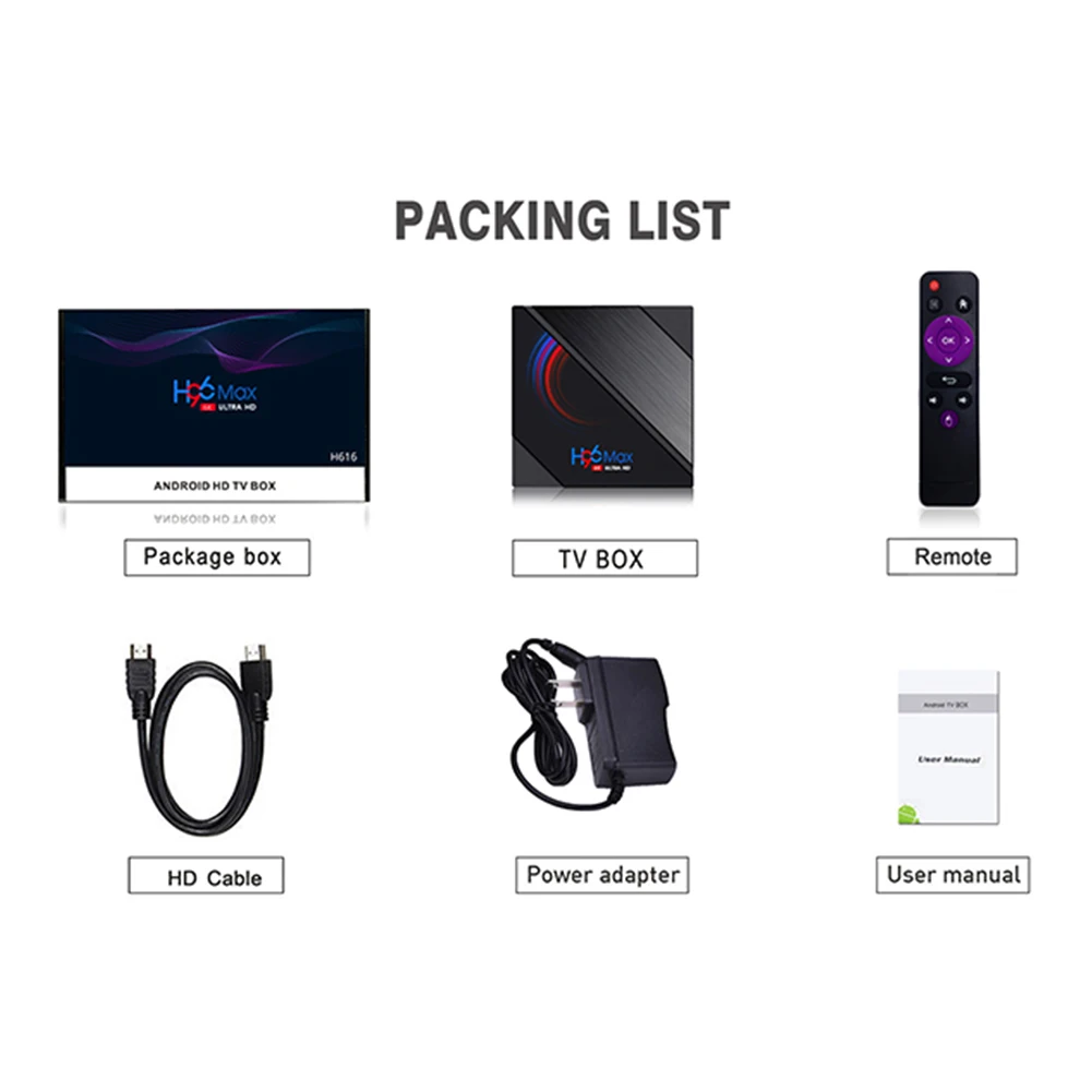 

Android 10.0 2GB/4GB+16G/32GB/64GB Bluetooth 4.0 WiFi 6K Smart TV Media Player H96 MAX H616 Quad Core Set Top Box