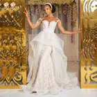 KapokDressy 2021 размера плюс Arabic Aso Ebi винтажные сексуальные свадебные платья Прозрачный вырез Русалка свадебное платье длинное женское