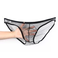 ultra thin mesh underwear mens sexy low waist transparent briefs comfortable quick dry panties male see through underpants a50