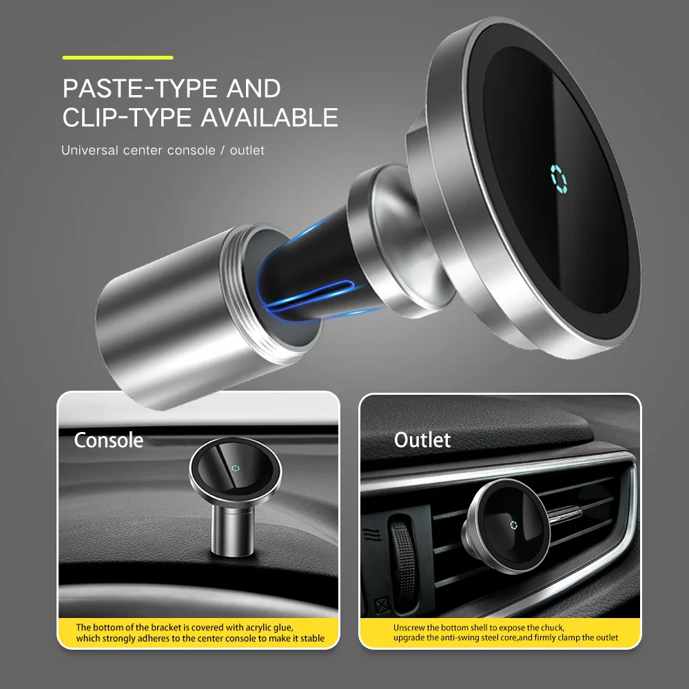 

15W Magsafe Magnetic Wireless Car Charger Mount For iPhone 12 Pro Max 12 Mini Magsasfing Fast Charging Magnet Car Phone Holder
