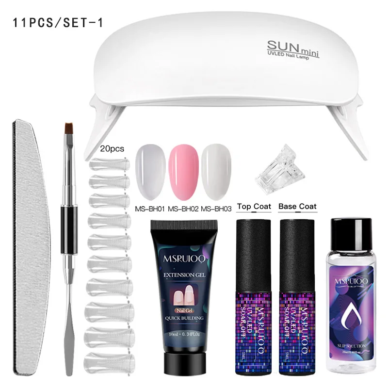 Набор полигель для наращивания ногтей Французская модель Камуфляжный цвет форма