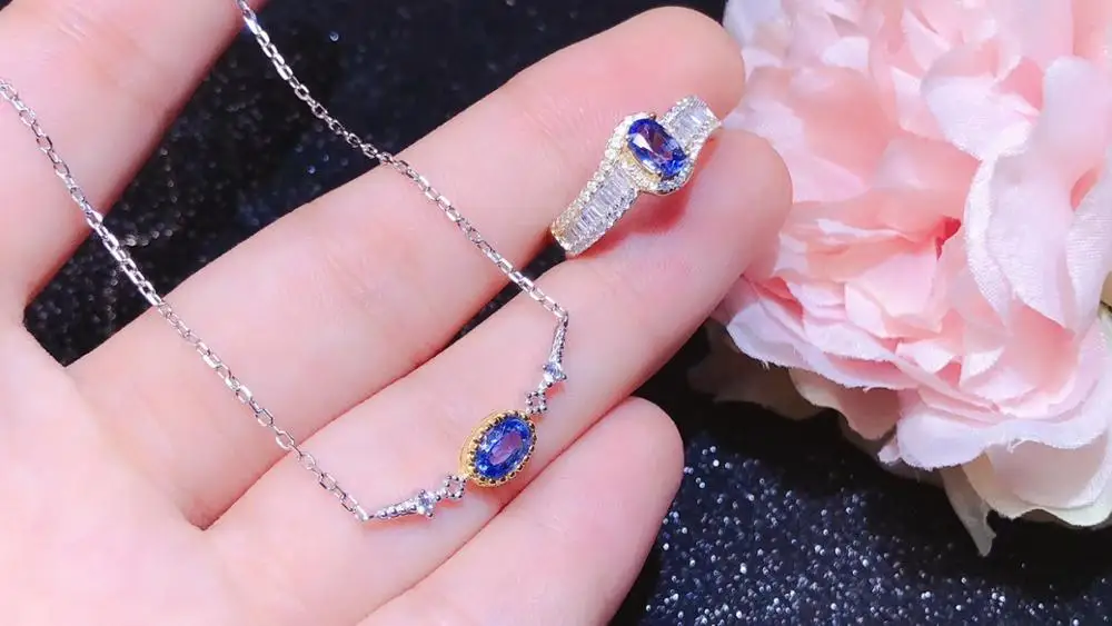 

Лучший подарок натуральные и натуральный сапфир комплект ювелирных изделий натуральный сапфир 925 пробы серебро 1 шт. Подвеска, 1 шт. кольцо