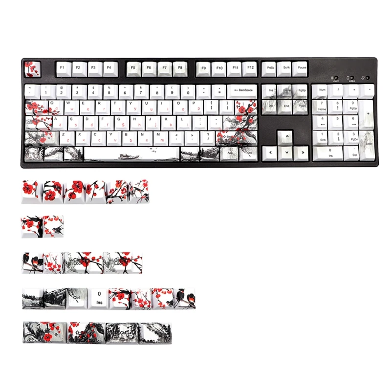 

Механическая клавиатура колпачки клавиш сливовый цвет вишневый профиль 128 клавиши краситель Sub колпачки совместимы с Cherry MX GK61 64 84 96