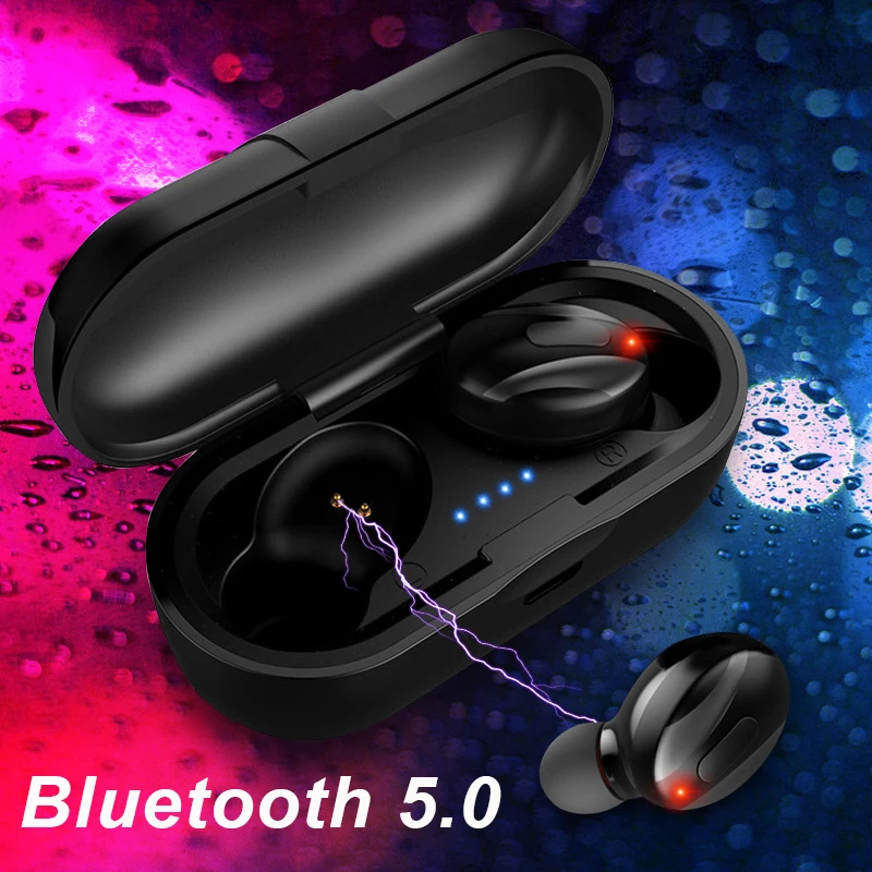 

True Wireless earbuds Bluetooth headset TWS 5.0 Running Earpieces Deep Bass Stereo in-Ear Earphones Built-in Mic for Sports