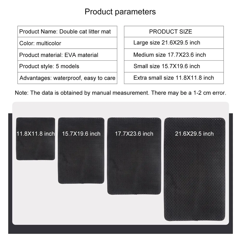 

Dual Layer Cat Litter Mat Waterproof Honeycomb EVA Scatter Control Trapper Pad Easy Cleaning