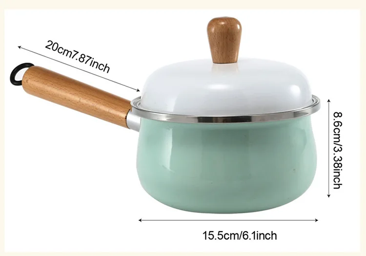 

Korean Ramen Noodles Pot Porcelain Enamel Single-Handle Soup Pot With Lid Noodles Milk Egg Soup Cooking Pot For Kitchen Cookware