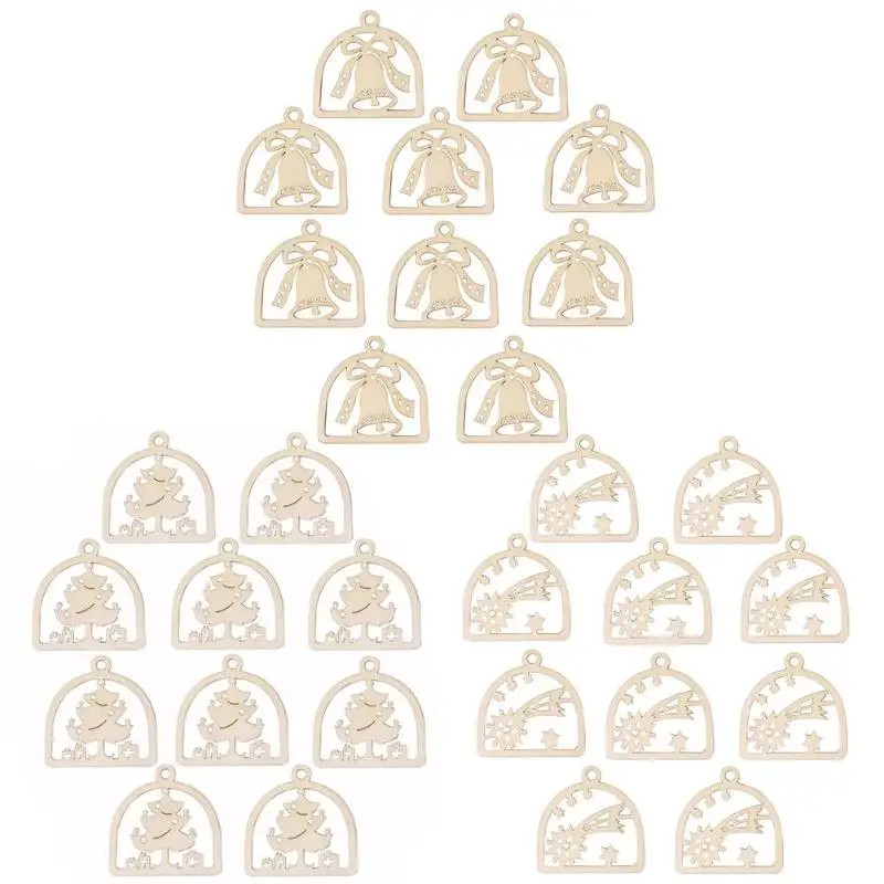 10 шт. деревянные рождественские выдолбленные подвески для колокольчиков