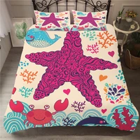 bed coverlet elastic material bedding cover cartoon starfish printed duvet cover bedroom clothes with pillowcase