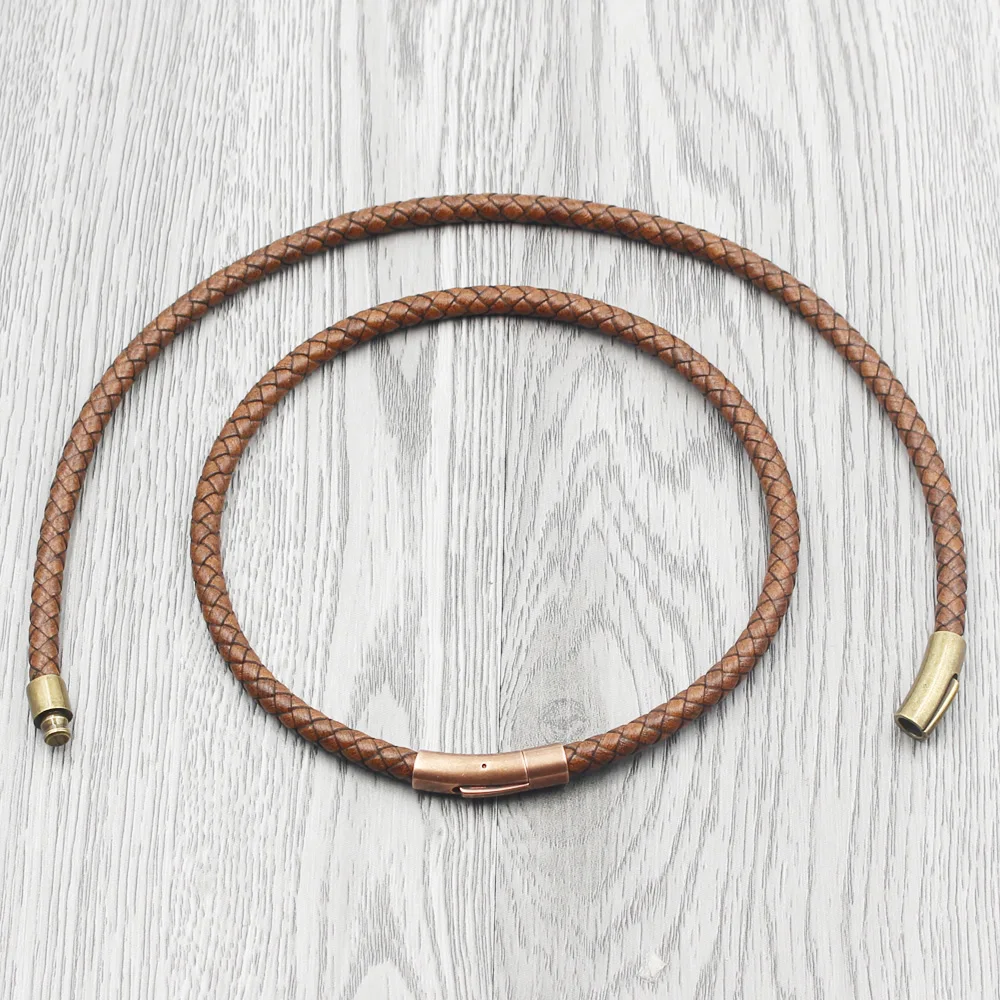 FIREBROS Ancient/Red Bronze Stainless Steel Magnetic Clasp Vintage Brown Multilayer Braided Genuine Leather Bracelet Men Jewelry | Украшения