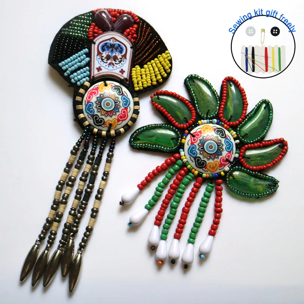 Fashion folk tassel beaded Patches for Clothing Rhinestone sequins floral parche ropa Appliques Decoration Badge | Дом и сад