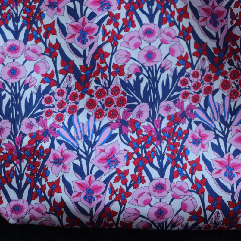 

MoutainPrimrose Floral Poplin Textile Material Designer For Clothing Dresses Skirt Printed Liberty Fabric 100% Cotton Tissus 80s