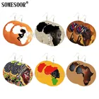 Деревянные серьги SOMESOOR, с изображением карты Африки, черного ангела, для женщин, подарки