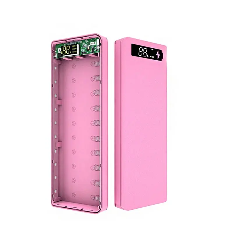 

Quick Charge Version 10*18650 Powered Bank Case Dual USB Phone Charge QC 3.0 PD DIY 18650 Battery Holder Charging Box